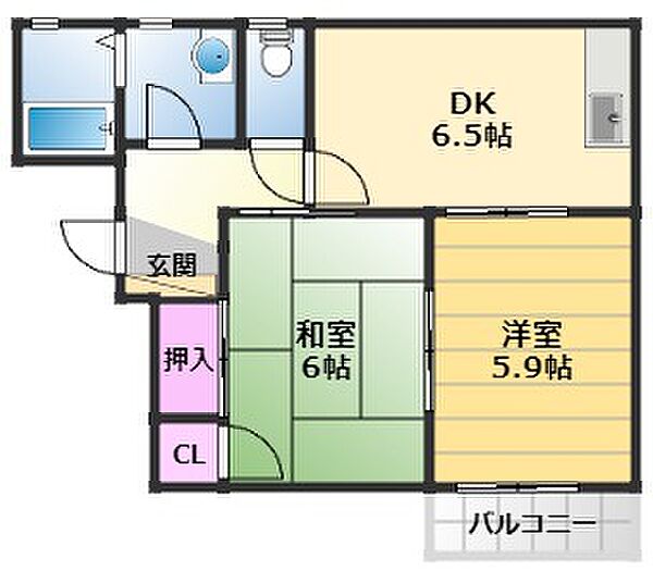 コートボナールA 202｜大阪府岸和田市岡山町(賃貸アパート2DK・2階・42.78㎡)の写真 その2