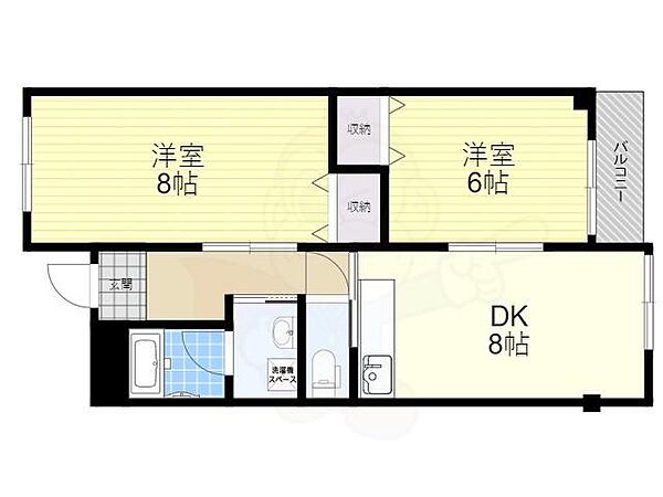 京都府京都市伏見区深草池ノ内町(賃貸マンション2DK・3階・54.32㎡)の写真 その2