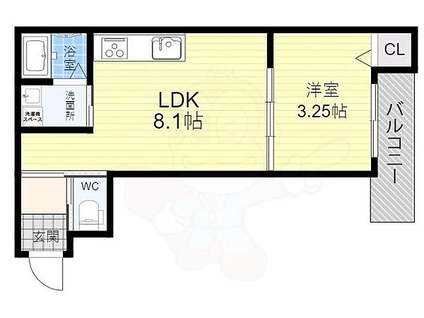 京都府京都市伏見区深草上横縄町(賃貸アパート1DK・1階・27.01㎡)の写真 その2