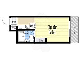 中書島第四ハッコウハイツ 1階1Kの間取り
