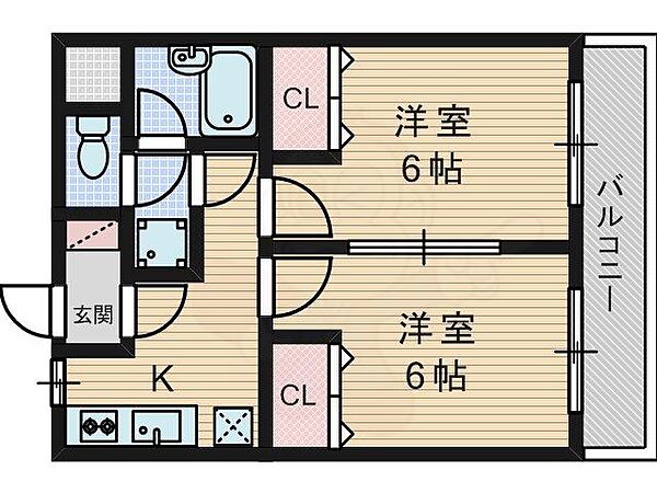 フォートクレール ｜京都府京都市伏見区淀池上町(賃貸マンション2K・1階・36.45㎡)の写真 その2