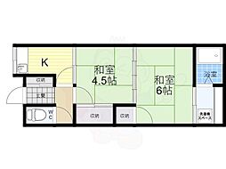 京阪宇治線 観月橋駅 徒歩9分の賃貸一戸建て 1階2Kの間取り