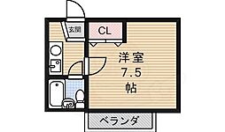 マンゾウハウス 2階1Kの間取り