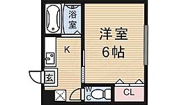ハイツコクボ 2階1Kの間取り