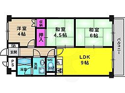 吉祥院ガーデンハイツ 7階3LDKの間取り