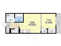 ネクスト伏見 1階1LDKの間取り