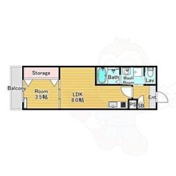 ジーメゾン伏見セレスト 1階1LDKの間取り