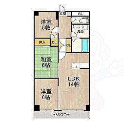 サウスビン 5階3LDKの間取り