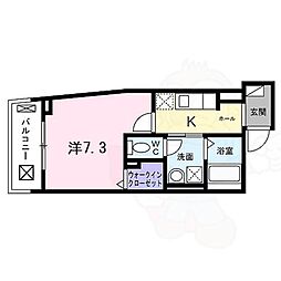 プロムナード神野5 3階1Kの間取り