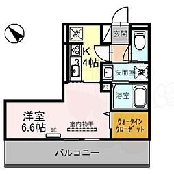 Cozy Cote 上鳥羽 3階1Kの間取り