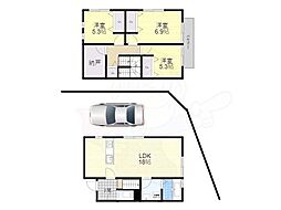 リースハウス桃山町安芸山（東側） 1階3LDKの間取り
