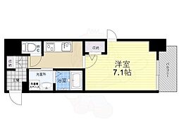 エストゥルース京都 6階1Kの間取り