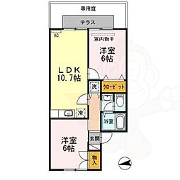 セジュール久宝寺 1階2LDKの間取り