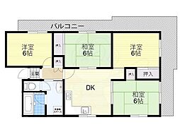 ハイム伏見C棟 4DKの間取図画像