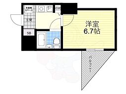 デ・リード桃山南 5階ワンルームの間取り