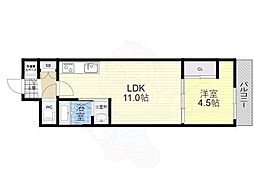 スワンズ京都東寺ガーデン 1階1LDKの間取り