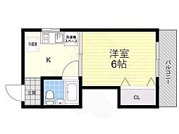 グリシーヌ丹波橋 3階1Kの間取り
