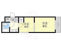 フレーヴァー深草 4階2Kの間取り