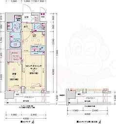 ソルテラス京都JUJO薫 3階1LDKの間取り