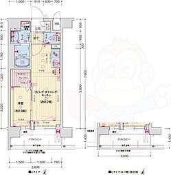 ソルテラス京都JUJO薫 3階1LDKの間取り