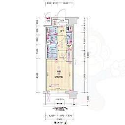 ソルテラス京都JUJO薫 3階1Kの間取り