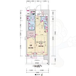 ソルテラス京都JUJO薫 3階1LDKの間取り