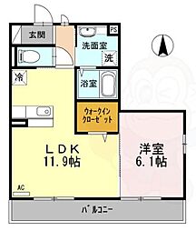 鳥羽リョウコウ 3階1LDKの間取り