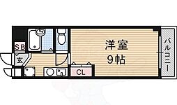 コート木幡 2階1Kの間取り