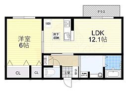 SINFONIA 1階1LDKの間取り
