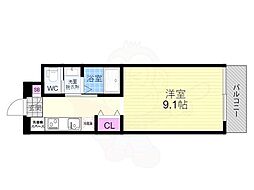 La Vita東寺 4階ワンルームの間取り