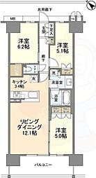 クラッシィハウス京都六地蔵 ゲートタワー 4階3LDKの間取り