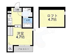 サンライズ十条 1階1Kの間取り