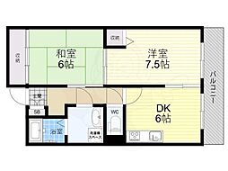 トーシンハイツ桃山 2DKの間取図画像