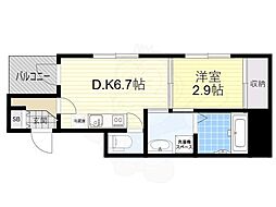 三永レジデンス京都 1階1DKの間取り
