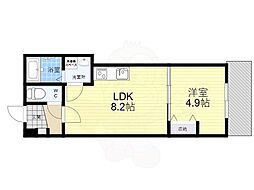 (仮称)桃山水野左近西町新築アパート 3階1LDKの間取り