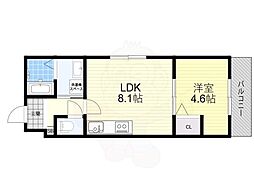 サクシード伏見京橋2nd 5階1LDKの間取り