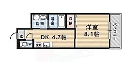 レクサス深草1号館 1階1DKの間取り