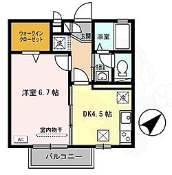 ラ・グラシューズ 1階1DKの間取り