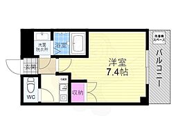 フラットオク 3階1Kの間取り