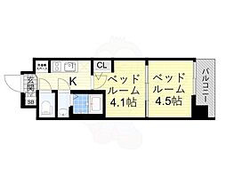 エステムコート京都祥邸（キザシテイ） 10階2Kの間取り