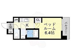 エステムコート京都祥邸（キザシテイ） 9階1Kの間取り