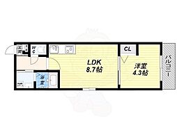 ブランドールO＆M 1階1LDKの間取り