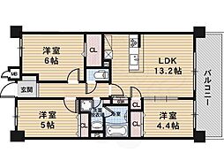 クリスタ京都 8階2SLDKの間取り