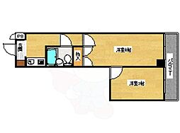 セジュール大手筋 4階2Kの間取り