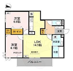 JR東海道・山陽本線 向日町駅 徒歩16分の賃貸アパート 3階2LDKの間取り