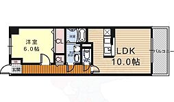 エンフォルド 3階1LDKの間取り