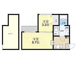 Kyo Maison伏見 2階2Kの間取り