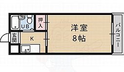 コート黄檗 3階1Kの間取り