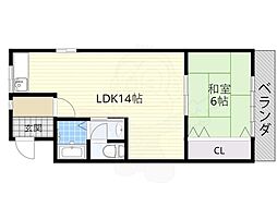 第二静洛荘 1LDKの間取図画像