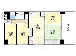 桂川ハイツ4号館 2LDKの間取図画像